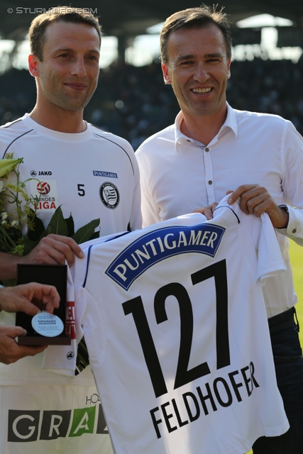 Sturm Graz - Paris SG
Testspiel,  SK Sturm Graz - Paris Saint Germain, Stadion Liebenau Graz, 09.07.2013. 

Foto zeigt Ferdinand Feldhofer (Sturm) und Christian Jauk (Praesident Sturm)
