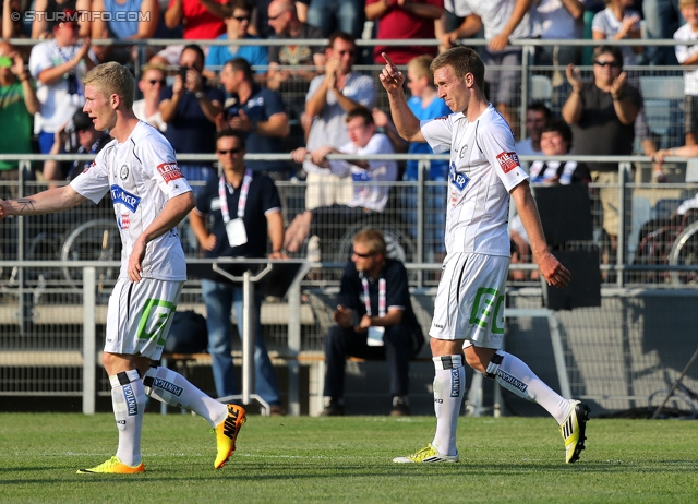 Sturm Graz - Paris SG
Testspiel,  SK Sturm Graz - Paris Saint Germain, Stadion Liebenau Graz, 09.07.2013. 

Foto zeigt Florian Kainz (Sturm) und Robert Beric (Sturm)
Schlüsselwörter: torjubel