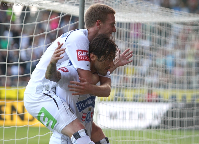 Sturm Graz - Paris SG
Testspiel,  SK Sturm Graz - Paris Saint Germain, Stadion Liebenau Graz, 09.07.2013. 

Foto zeigt Robert Beric (Sturm) und Nikola Vujadinovic (Sturm)
Schlüsselwörter: torjubel