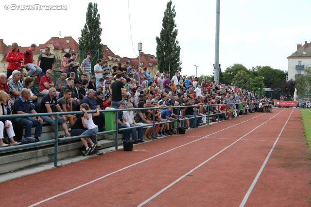 Team Wiener Linien - Sturm Graz
OEFB Cup, 1. Runde, SC Team Wiener Linien -  SK Sturm Graz, Raxplatz Wien, 13.07.2013. 

Foto zeigt Fans vom Team Wiener Linien
