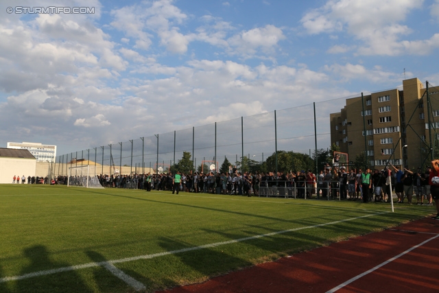 Team Wiener Linien - Sturm Graz
OEFB Cup, 1. Runde, SC Team Wiener Linien -  SK Sturm Graz, Raxplatz Wien, 13.07.2013. 

Foto zeigt Fans von Sturm
