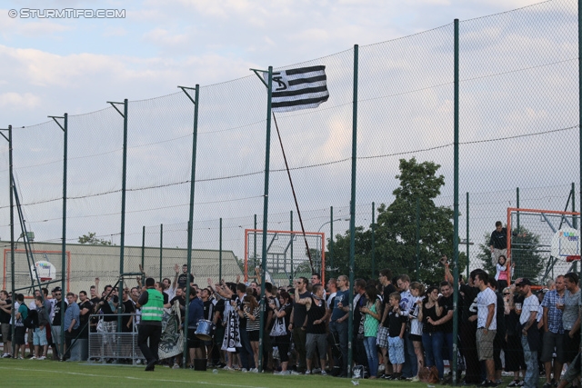 Team Wiener Linien - Sturm Graz
OEFB Cup, 1. Runde, SC Team Wiener Linien -  SK Sturm Graz, Raxplatz Wien, 13.07.2013. 

Foto zeigt Fans von Sturm
