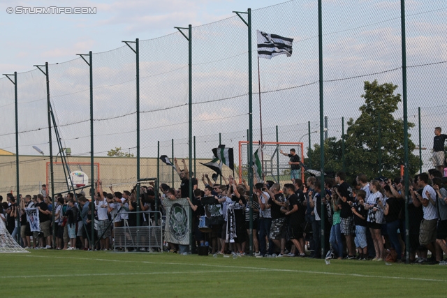 Team Wiener Linien - Sturm Graz
OEFB Cup, 1. Runde, SC Team Wiener Linien -  SK Sturm Graz, Raxplatz Wien, 13.07.2013. 

Foto zeigt Fans von Sturm
