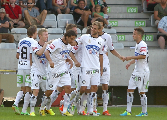 Wacker Innsbruck - Sturm Graz
Oesterreichische Fussball Bundesliga, 1. Runde, FC Wacker Innsbruck - SK Sturm Graz, Tivoli Neu Innsbruck, 21.07.2013. 

Foto zeigt Andreas Hoelzl (Sturm), Florian Kainz (Sturm), Imre Szabics (Sturm), Manuel Weber (Sturm) und Christian Klem (Sturm)
Schlüsselwörter: torjubel