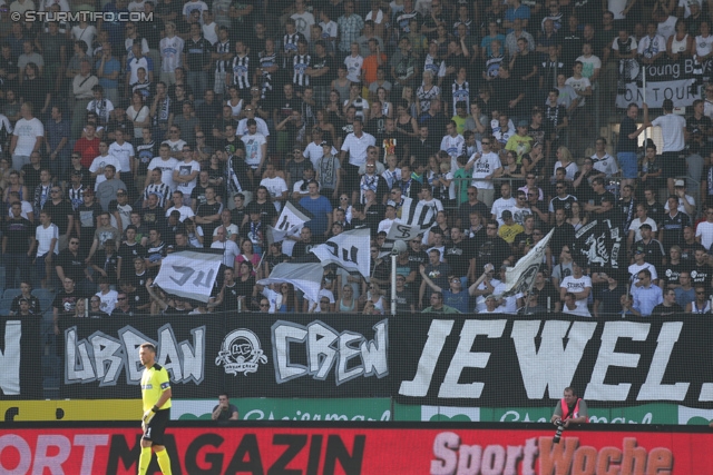 Sturm Graz - Breidablik
UEFA Europa League Qualifikation 2. Runde, SK Sturm Graz -  FC Breidablik Kopavagur, Stadion Liebenau Graz, 25.07.2013. 

Foto zeigt Fans von Sturm
