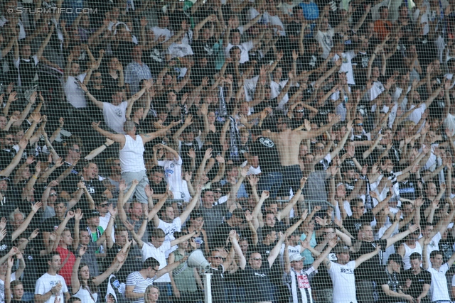 Sturm Graz - Breidablik
UEFA Europa League Qualifikation 2. Runde, SK Sturm Graz -  FC Breidablik Kopavagur, Stadion Liebenau Graz, 25.07.2013. 

Foto zeigt Fans von Sturm
