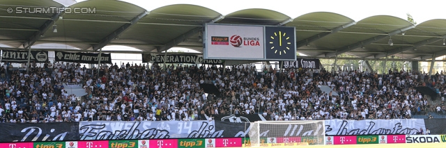 Sturm Graz - Groedig
Oesterreichische Fussball Bundesliga, 2. Runde, SK Sturm Graz - SV Groedig, Stadion Liebenau Graz, 28.07.2013. 

Foto zeigt Fans von Sturm mit einem Spruchband
