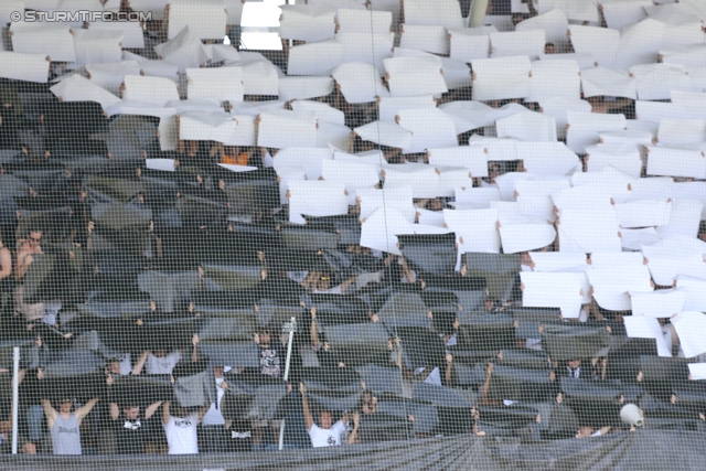 Sturm Graz - Groedig
Oesterreichische Fussball Bundesliga, 2. Runde, SK Sturm Graz - SV Groedig, Stadion Liebenau Graz, 28.07.2013. 

Foto zeigt Fans von Sturm mit einer Choreografie
