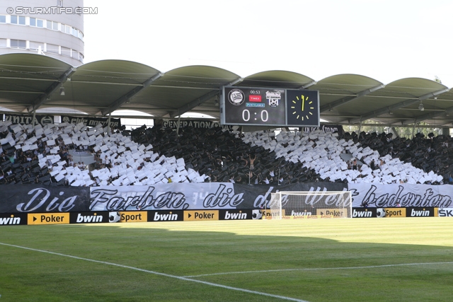 Sturm Graz - Groedig
Oesterreichische Fussball Bundesliga, 2. Runde, SK Sturm Graz - SV Groedig, Stadion Liebenau Graz, 28.07.2013. 

Foto zeigt Fans von Sturm mit einer Choreografie
