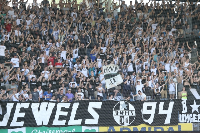 Sturm Graz - Groedig
Oesterreichische Fussball Bundesliga, 2. Runde, SK Sturm Graz - SV Groedig, Stadion Liebenau Graz, 28.07.2013. 

Foto zeigt Fans von Sturm
