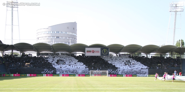 Sturm Graz - Groedig
Oesterreichische Fussball Bundesliga, 2. Runde, SK Sturm Graz - SV Groedig, Stadion Liebenau Graz, 28.07.2013. 

Foto zeigt Fans von Sturm mit einer Choreografie
