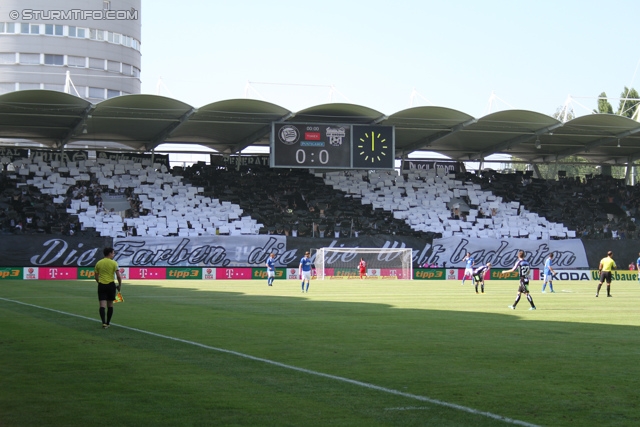 Sturm Graz - Groedig
Oesterreichische Fussball Bundesliga, 2. Runde, SK Sturm Graz - SV Groedig, Stadion Liebenau Graz, 28.07.2013. 

Foto zeigt Fans von Sturm mit einer Choreografie
