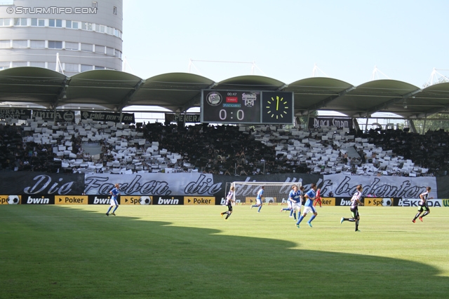 Sturm Graz - Groedig
Oesterreichische Fussball Bundesliga, 2. Runde, SK Sturm Graz - SV Groedig, Stadion Liebenau Graz, 28.07.2013. 

Foto zeigt Fans von Sturm mit einer Choreografie
