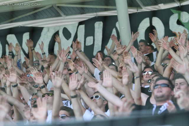 Sturm Graz - Groedig
Oesterreichische Fussball Bundesliga, 2. Runde, SK Sturm Graz - SV Groedig, Stadion Liebenau Graz, 28.07.2013. 

Foto zeigt Fans von Sturm
