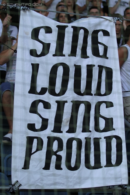 Sturm Graz - Groedig
Oesterreichische Fussball Bundesliga, 2. Runde, SK Sturm Graz - SV Groedig, Stadion Liebenau Graz, 28.07.2013. 

Foto zeigt ein Transparent der Fans von Sturm
