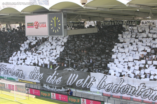 Sturm Graz - Groedig
Oesterreichische Fussball Bundesliga, 2. Runde, SK Sturm Graz - SV Groedig, Stadion Liebenau Graz, 28.07.2013. 

Foto zeigt Fans von Sturm mit einer Choreografie
