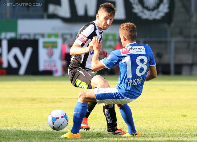 Sturm Graz - Groedig
Oesterreichische Fussball Bundesliga, 2. Runde, SK Sturm Graz - SV Groedig, Stadion Liebenau Graz, 28.07.2013. 

Foto zeigt Aleksandar Todorovski (Sturm) und Philipp Huspek (Groedig) 
