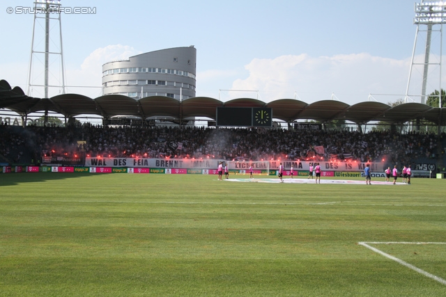 Sturm Graz - Rapid Wien
Oesterreichische Fussball Bundesliga, 3. Runde, SK Sturm Graz - SK Rapid Wien, Stadion Liebenau Graz, 04.08.2013. 

Foto zeigt Fans von Sturm mit einer Choreografie
