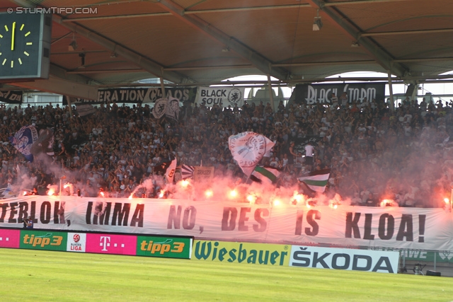 Sturm Graz - Rapid Wien
Oesterreichische Fussball Bundesliga, 3. Runde, SK Sturm Graz - SK Rapid Wien, Stadion Liebenau Graz, 04.08.2013. 

Foto zeigt Fans von Sturm mit einer Choreografie
