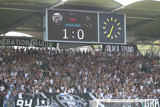 Sturm Graz - Rapid Wien
Oesterreichische Fussball Bundesliga, 3. Runde, SK Sturm Graz - SK Rapid Wien, Stadion Liebenau Graz, 04.08.2013. 

Foto zeigt Fans von Sturm
