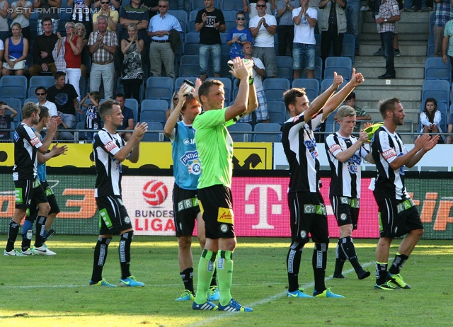 Sturm Graz - Salzburg
Oesterreichische Fussball Bundesliga, 5. Runde, SK Sturm Graz - FC RB Salzburg, Stadion Liebenau Graz, 17.08.2013. 

Foto zeigt die Mannschaft von Sturm
Schlüsselwörter: jubel