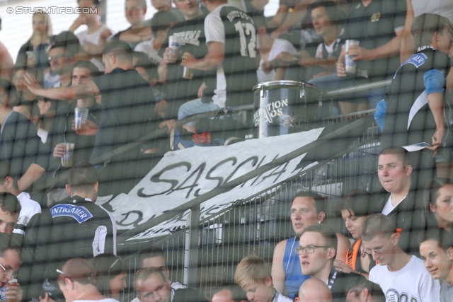 Sturm Graz - Wolfsberg
Oesterreichische Fussball Bundesliga, 7. Runde, SK Sturm Graz - Wolfsberger AC, Stadion Liebenau Graz, 31.08.2013. 

Foto zeigt Fans von Sturm mit einem Transparent
