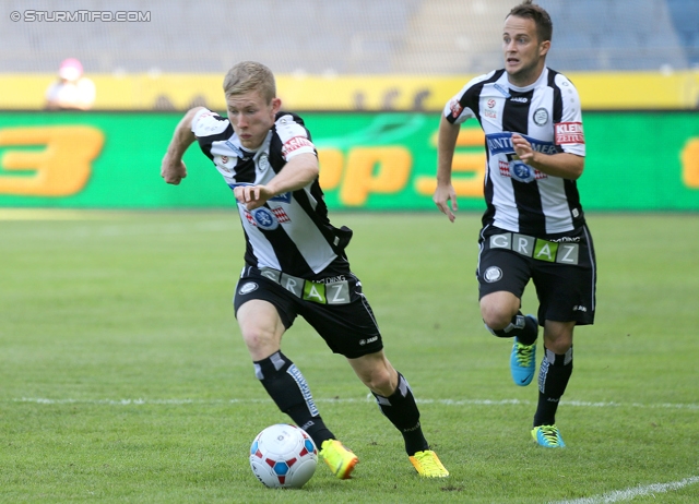 Sturm Graz - Wolfsberg
Oesterreichische Fussball Bundesliga, 7. Runde, SK Sturm Graz - Wolfsberger AC, Stadion Liebenau Graz, 31.08.2013. 

Foto zeigt Florian Kainz (Sturm) und Christian Klem (Sturm)
