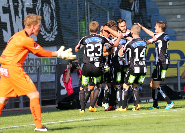 Sturm Graz - Wolfsberg
Oesterreichische Fussball Bundesliga, 7. Runde, SK Sturm Graz - Wolfsberger AC, Stadion Liebenau Graz, 31.08.2013. 

Foto zeigt Robert Beric (Sturm), Anel Hadzic (Sturm), Michael Madl (Sturm), Florian Kainz (Sturm) und Andreas Hoelzl (Sturm)
Schlüsselwörter: torjubel