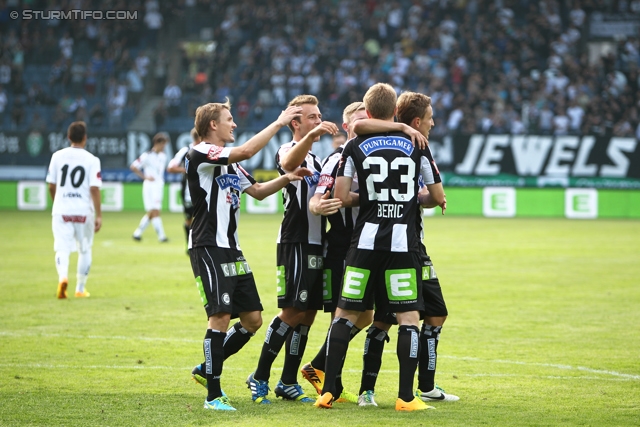 Sturm Graz - Wolfsberg
Oesterreichische Fussball Bundesliga, 7. Runde, SK Sturm Graz - Wolfsberger AC, Stadion Liebenau Graz, 31.08.2013. 

Foto zeigt Robert Beric (Sturm)
Schlüsselwörter: torjubel