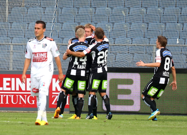 Sturm Graz - Wolfsberg
Oesterreichische Fussball Bundesliga, 7. Runde, SK Sturm Graz - Wolfsberger AC, Stadion Liebenau Graz, 31.08.2013. 

Foto zeigt Florian Kainz (Sturm), Robert Beric (Sturm), Daniel Beichler (Sturm) und Andreas Hoelzl (Sturm)
