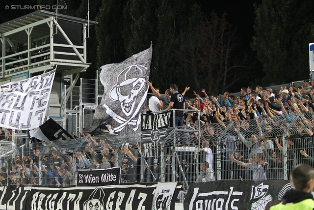 Wiener Neustadt - Sturm Graz
Oesterreichische Fussball Bundesliga, 8. Runde, SC Wiener Neustadt - SK Sturm Graz, Stadion Wiener Neustadt, 14.09.2013. 

Foto zeigt Fans von Sturm
