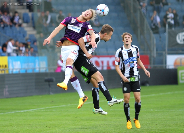 Sturm Graz - Austria Wien
Oesterreichische Fussball Bundesliga, 9. Runde, SK Sturm Graz - FK Austria Wien, Stadion Liebenau Graz, 21.09.2013. 

Foto zeigt Daniel Beichler (Sturm) und Andreas Hoelzl (Sturm)
