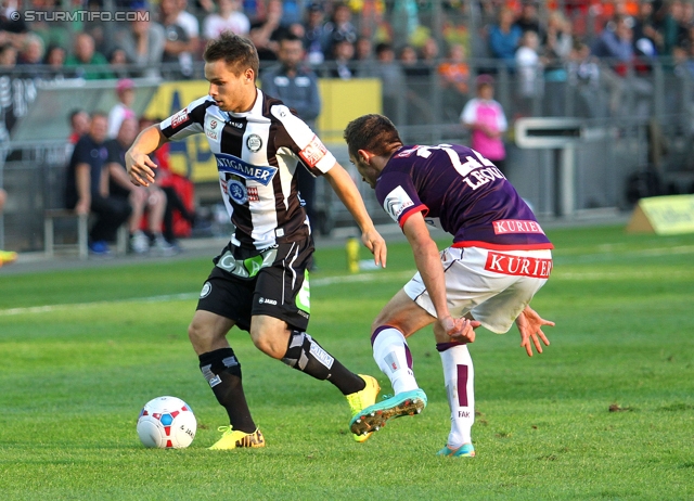 Sturm Graz - Austria Wien
Oesterreichische Fussball Bundesliga, 9. Runde, SK Sturm Graz - FK Austria Wien, Stadion Liebenau Graz, 21.09.2013. 

Foto zeigt David Schloffer (Sturm) und Marin Leovac (Austria)
