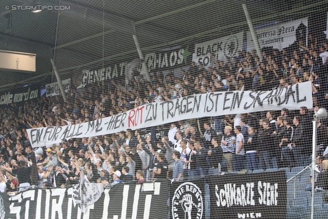 Sturm Graz - Wiener Neustadt
OEFB Cup, 2. Runde, SK Sturm Graz - SC Wiener Neustadt, Stadion Liebenau Graz, 25.09.2013. 

Foto zeigt Fans von Sturm
