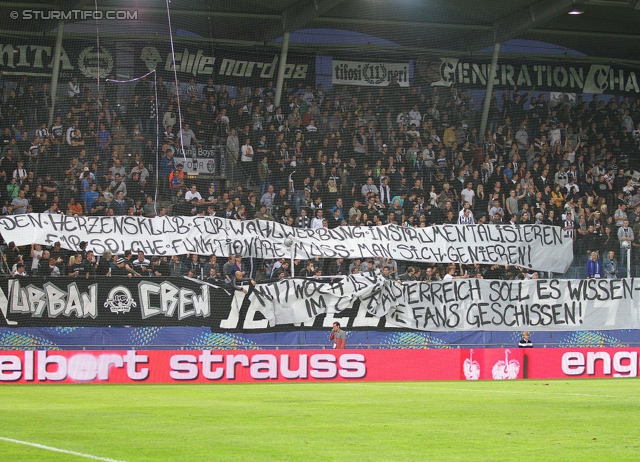 Sturm Graz - Wiener Neustadt
OEFB Cup, 2. Runde, SK Sturm Graz - SC Wiener Neustadt, Stadion Liebenau Graz, 25.09.2013. 

Foto zeigt Fans von Sturm
