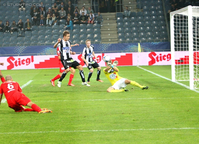 Sturm Graz - Wiener Neustadt
OEFB Cup, 2. Runde, SK Sturm Graz - SC Wiener Neustadt, Stadion Liebenau Graz, 25.09.2013. 

Foto zeigt Denis Mimm (Wr. Neustadt), Daniel Beichler (Sturm), Robert Beric (Sturm) und Joerg Siebenhandl (Wr. Neustadt)
