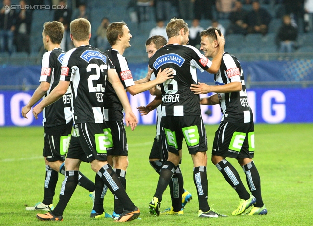 Sturm Graz - Wiener Neustadt
OEFB Cup, 2. Runde, SK Sturm Graz - SC Wiener Neustadt, Stadion Liebenau Graz, 25.09.2013. 

Foto zeigt Daniel Beichler (Sturm), Robert Beric (Sturm), Andreas Hoelzl (Sturm), Manuel Weber (Sturm) und Daniel Offenbacher (Sturm)
