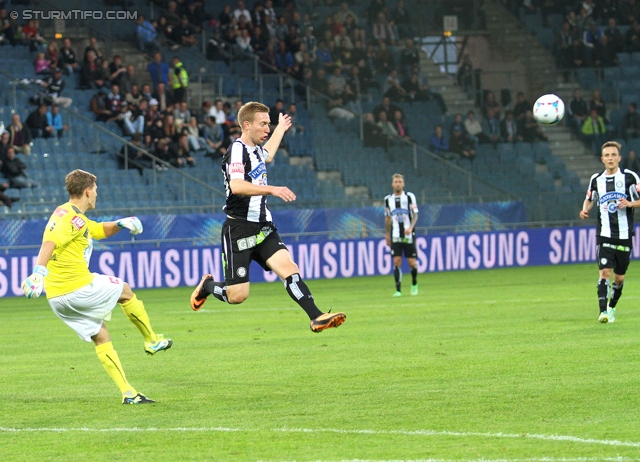 Sturm Graz - Wiener Neustadt
OEFB Cup, 2. Runde, SK Sturm Graz - SC Wiener Neustadt, Stadion Liebenau Graz, 25.09.2013. 

Foto zeigt Joerg Siebenhandl (Wr. Neustadt) und Robert Beric (Sturm)
