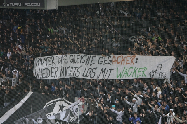 Sturm Graz - Innsbruck
Oesterreichische Fussball Bundesliga, 10. Runde, SK Sturm Graz - FC Wacker Innsbruck, Stadion Liebenau Graz, 28.09.2013. 

Foto zeigt Fans von Sturm mit einem Spruchband
