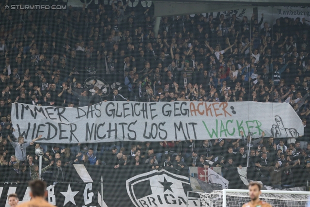 Sturm Graz - Innsbruck
Oesterreichische Fussball Bundesliga, 10. Runde, SK Sturm Graz - FC Wacker Innsbruck, Stadion Liebenau Graz, 28.09.2013. 

Foto zeigt Fans von Sturm mit einem Spruchband
