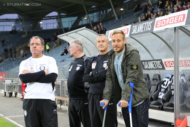 Sturm Graz - Innsbruck
Oesterreichische Fussball Bundesliga, 10. Runde, SK Sturm Graz - FC Wacker Innsbruck, Stadion Liebenau Graz, 28.09.2013. 

Foto zeigt Athanasios Puskuris (Teamarzt Sturm), Rudolf Lackner (Teamarzt Sturm), Gerhard Hierzer (Betreuer Sturm) und Martin Ehrenreich (Sturm)
