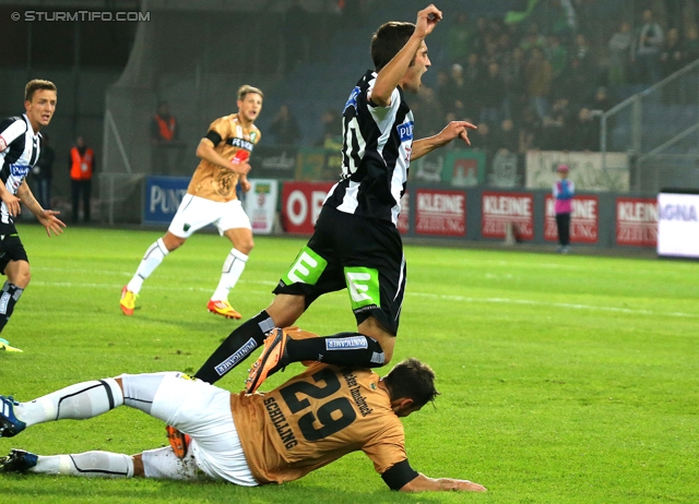 Sturm Graz - Innsbruck
Oesterreichische Fussball Bundesliga, 10. Runde, SK Sturm Graz - FC Wacker Innsbruck, Stadion Liebenau Graz, 28.09.2013. 

Foto zeigt Christian Schilling (Innsbruck) und Anel Hadzic (Sturm)
Schlüsselwörter: foul verletzung