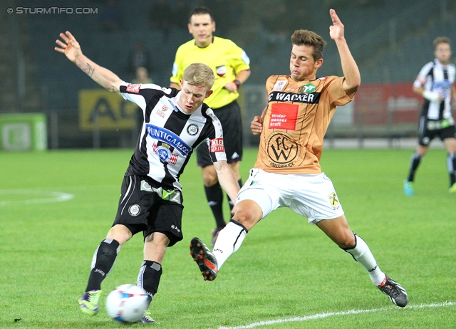 Sturm Graz - Innsbruck
Oesterreichische Fussball Bundesliga, 10. Runde, SK Sturm Graz - FC Wacker Innsbruck, Stadion Liebenau Graz, 28.09.2013. 

Foto zeigt Florian Kainz (Sturm) und Christian Schilling (Innsbruck)
