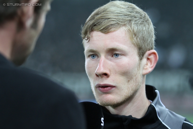 Sturm Graz - Innsbruck
Oesterreichische Fussball Bundesliga, 10. Runde, SK Sturm Graz - FC Wacker Innsbruck, Stadion Liebenau Graz, 28.09.2013. 

Foto zeigt Florian Kainz (Sturm) beim Interview
