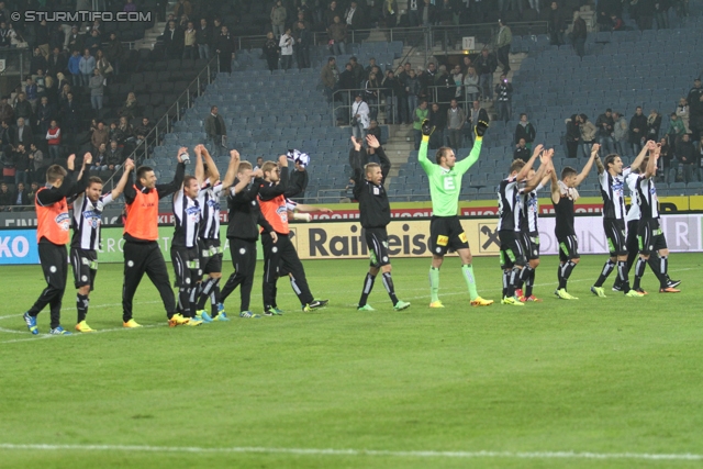 Sturm Graz - Innsbruck
Oesterreichische Fussball Bundesliga, 10. Runde, SK Sturm Graz - FC Wacker Innsbruck, Stadion Liebenau Graz, 28.09.2013. 

Foto zeigt die Mannschaft von Sturm
Schlüsselwörter: jubel