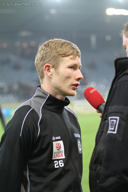 Sturm Graz - Innsbruck
Oesterreichische Fussball Bundesliga, 10. Runde, SK Sturm Graz - FC Wacker Innsbruck, Stadion Liebenau Graz, 28.09.2013. 

Foto zeigt Florian Kainz (Sturm) beim Interview
