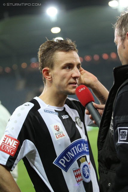 Sturm Graz - Innsbruck
Oesterreichische Fussball Bundesliga, 10. Runde, SK Sturm Graz - FC Wacker Innsbruck, Stadion Liebenau Graz, 28.09.2013. 

Foto zeigt Daniel Beichler (Sturm) beim Interview
