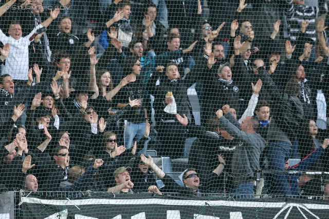 Rapid Wien - Sturm Graz
Oesterreichische Fussball Bundesliga, 12. Runde, SK Rapid Wien - SK Sturm Graz, Gerhard Hanappi Stadion Wien, 20.10.2013. 

Foto zeigt Fans von Sturm
