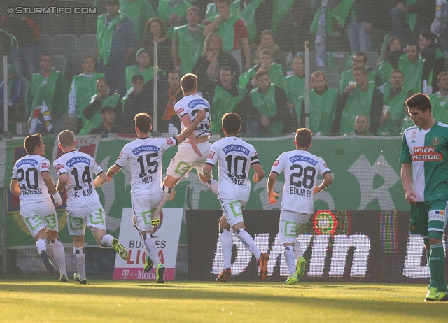 Rapid Wien - Sturm Graz
Oesterreichische Fussball Bundesliga, 12. Runde, SK Rapid Wien - SK Sturm Graz, Gerhard Hanappi Stadion Wien, 20.10.2013. 

Foto zeigt Daniel Offenbacher (Sturm), Florian Kainz (Sturm), Michael Madl (Sturm), Robert Beric (Sturm), Anel Hadzic (Sturm) und Daniel Beichler (Sturm)
Schlüsselwörter: torjubel