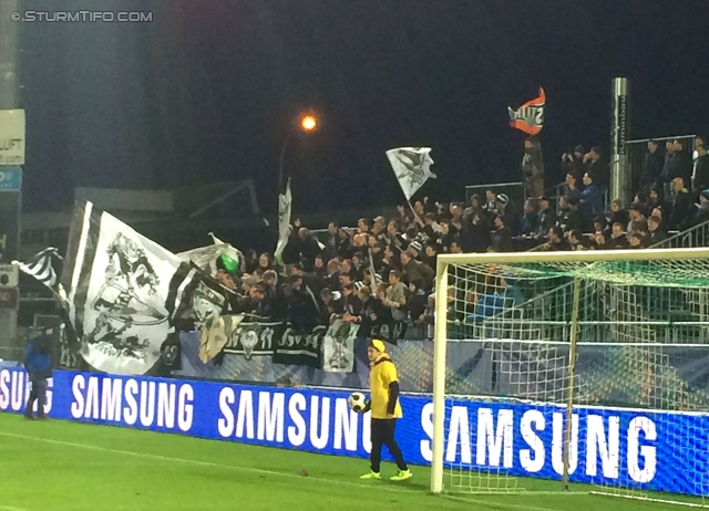 Austria Lustenau - Sturm Graz
OEFB Cup, Achtelfinale, Austria Lustenau - SK Sturm Graz, Reichshofstadion Lustenau, 30.10.2013. 

Foto zeigt Fans von Sturm
